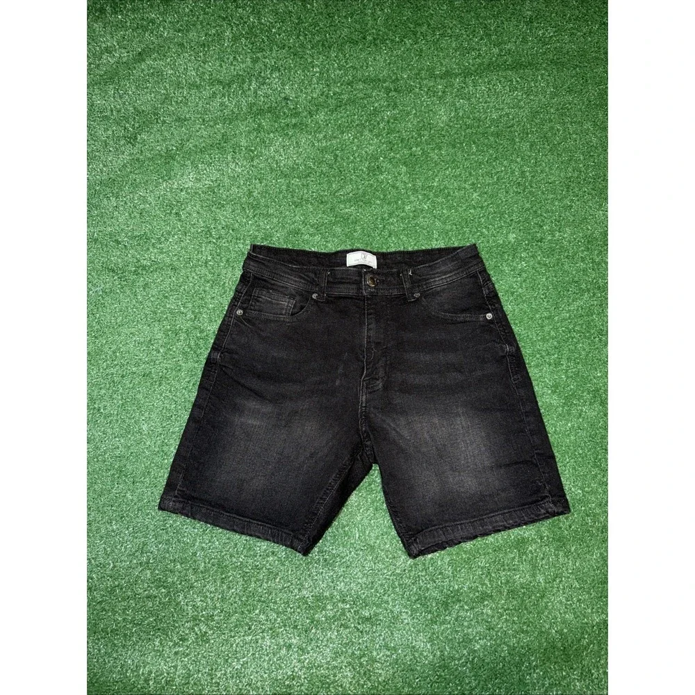 Don't Think Twice Skinny Fit Denim Shorts Washed Black Men's Size 34